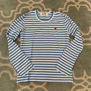 Comme Des Garçons Striped Heart Long-Sleeve Tee ❤️